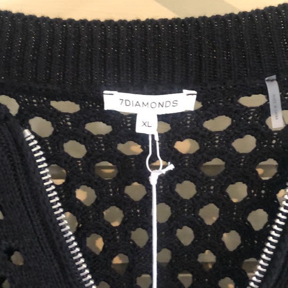 NWT 7 Diamonds Rene Knit Bomber Jacket! Black - Picture 4 of 4